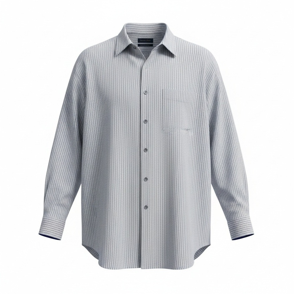 Geoffrey Beene Mens Dress Shirt Wrinkle Free Cotton Blend Classic Fit Grey 17.5